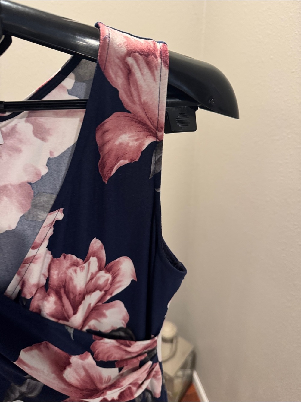 Kaileigh Navy Midi Dress with Pink Floral Print - Picture 3 of 9